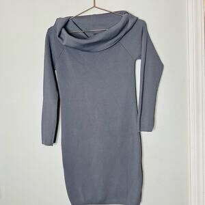 STYLESTALKER Grey Cowl Oversized Long Sleeve Short Mini Sweater Dress Size Small
